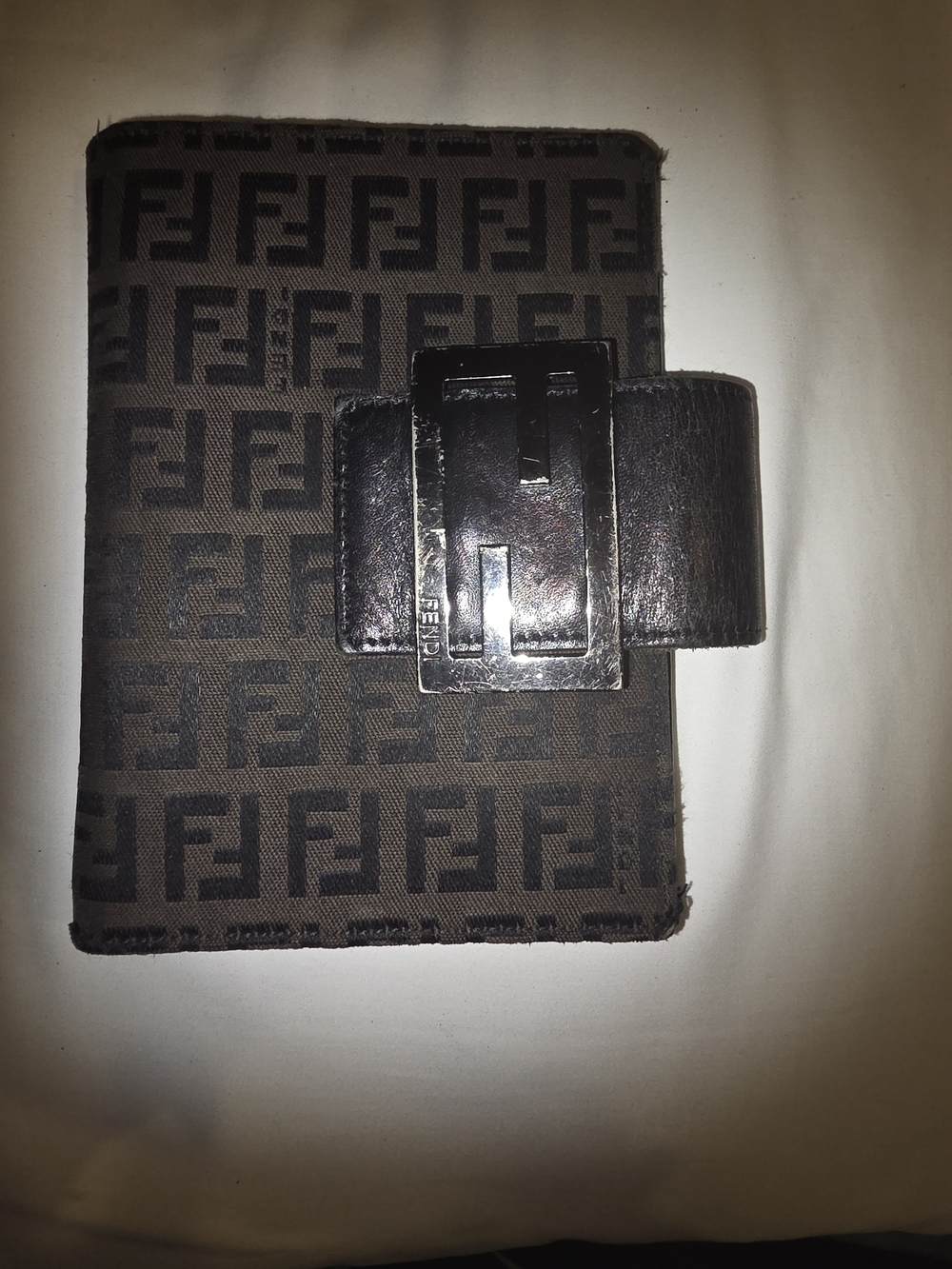 Fendi Brown Monogram Leather Strap Wallet Cover